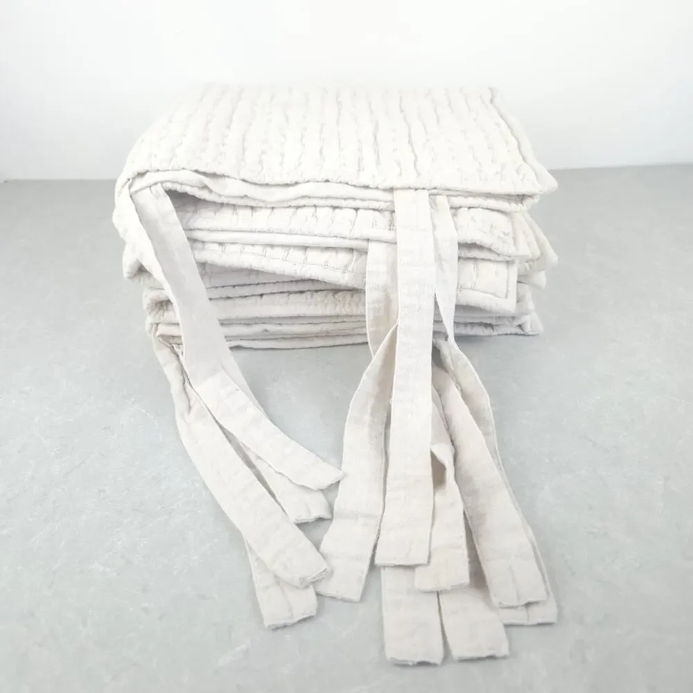 Pottery Barn Euro Sham Pick Stitch Quilted Cotton Linen Minimalist Farmhouse 2pc
